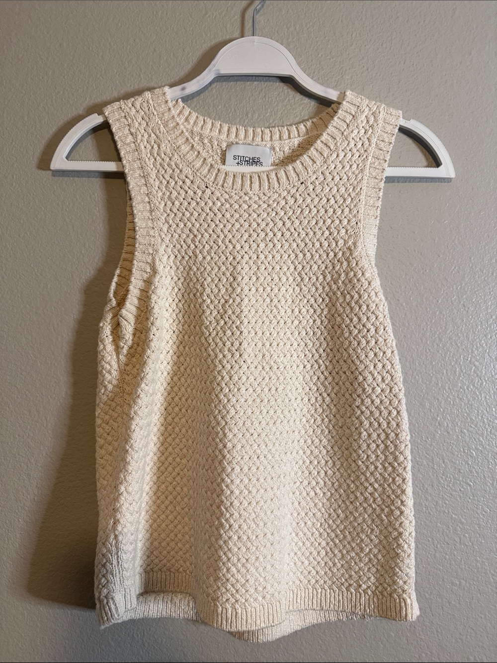 Stitches & Stripes Cream Knit Sleeveless Top